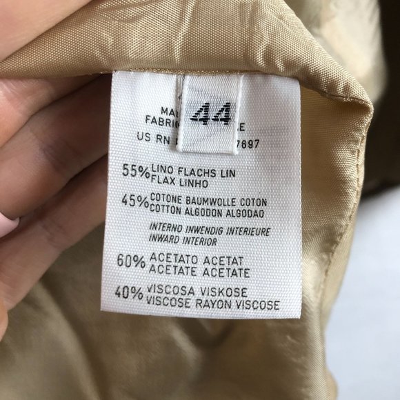 United Colors of Benetton VTG Women's 44 (US 8) Brown Linen Blend Blazer Jacket - Picture 8 of 10